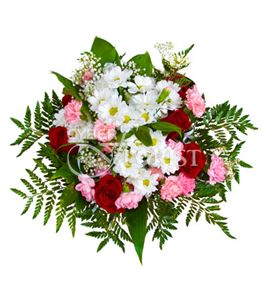 букет из гвоздик хризантем и роз