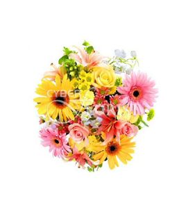 букет из лилий роз и гербер
