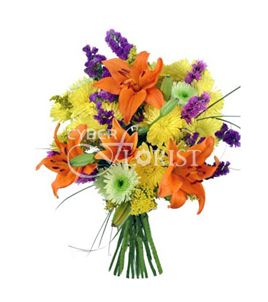 букет из лилий и хризантем