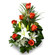 Грация. Очень яркий и стильный букет из оранжевых роз и белых лилий с зеленью станет отличным подарком в любой ситуации.