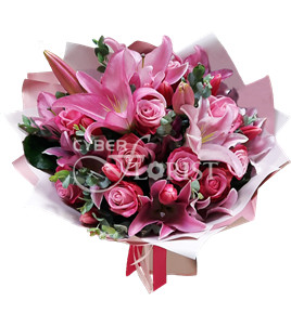 букет из роз и тюльпанов с лилией