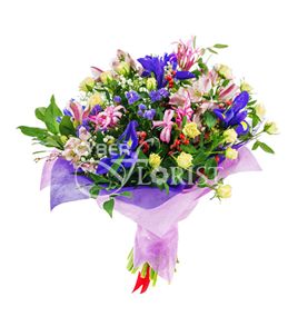 букет из ирисов и роз