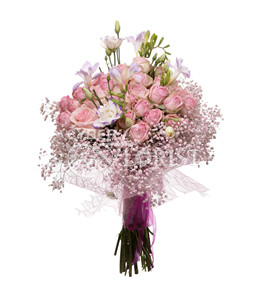 кустовые розы и эустомы