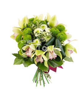 орхидеи с хризантемами