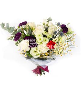 кустовые розы и гвоздики