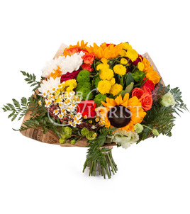 букет из роз и подсолнухов