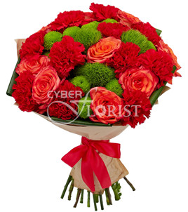 букет из роз и гвоздик