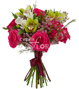 букет роз альстромерий и орхидей