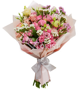 букет кустовых роз и эустом