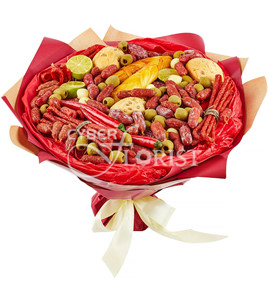 съедобный букет из колбасы