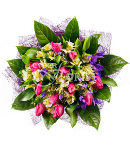 букет тюльпанов ирисов альстромерий